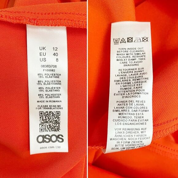 NWT ASOS Wrap Front Peg Leg Jumpsuit With Self Belt Tomato Red Size 8 US 12 UK - Picture 13 of 14